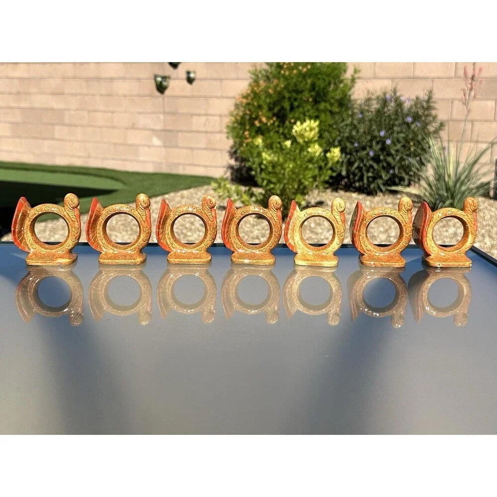 7 Vintage Ceramic Thanksgiving Fall Harvest Decor Turkey Napkin Holders - 3